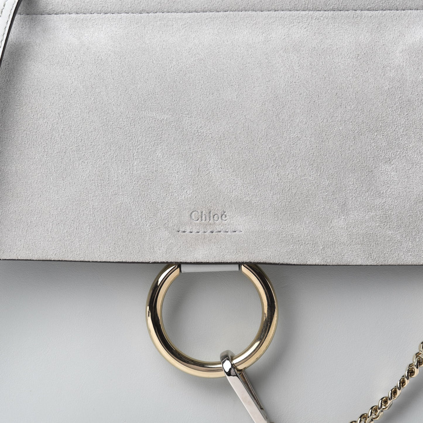 Calfskin Suede Medium Faye Shoulder Bag Airy Grey