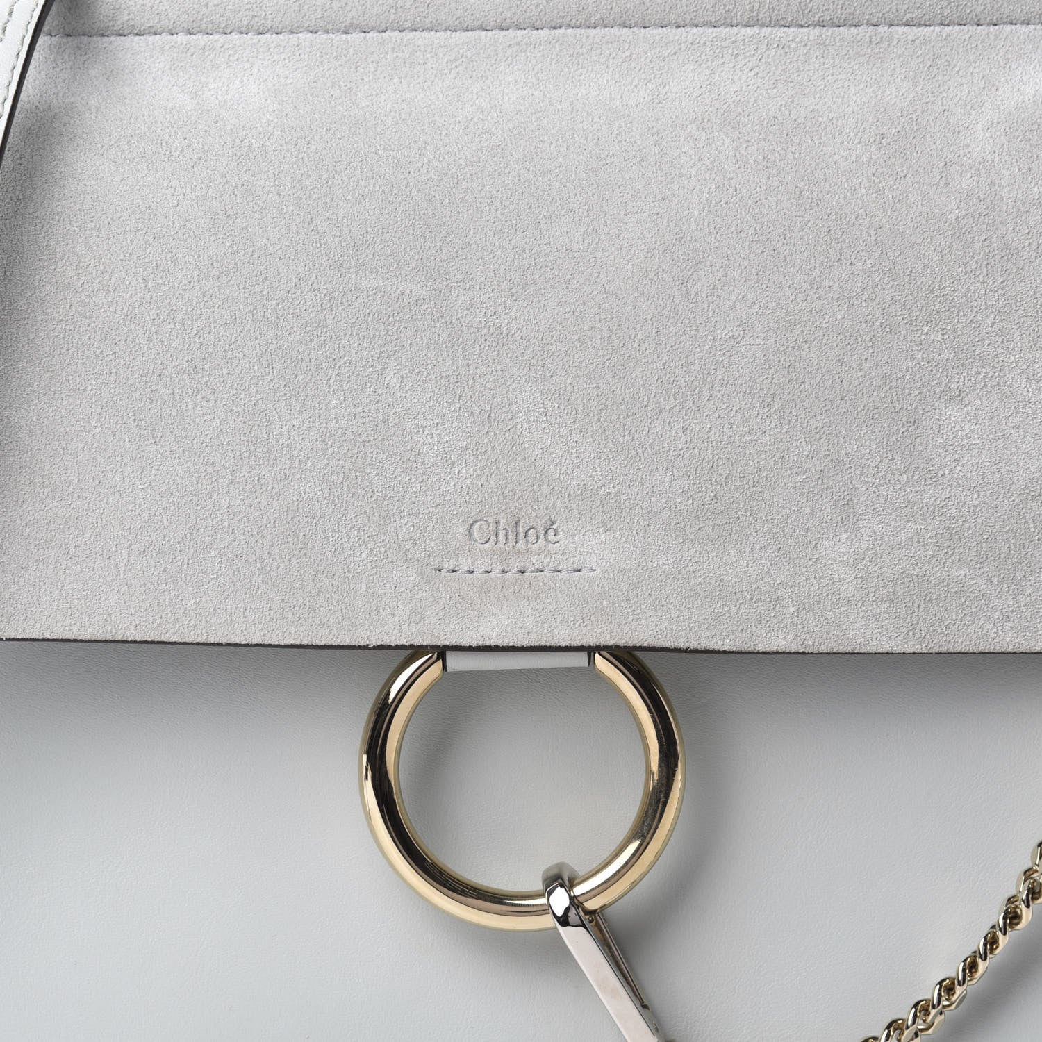Chloe Calfskin Suede Medium Faye Shoulder Bag Airy Grey 10 of 10