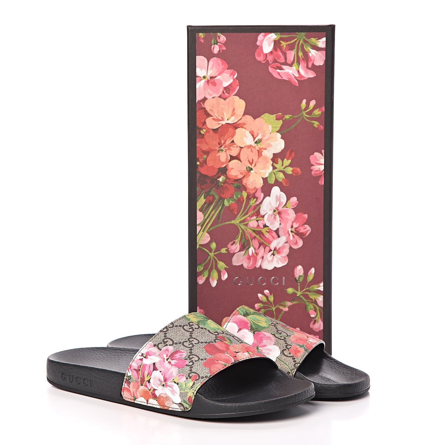 Gucci GG Supreme Monogram Blooms Slide Sandals 39 Beige Multicolor 7 of 7