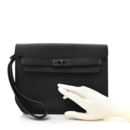 Hermes Togo Kelly Depeches 25 Pouch So Black 2 of 7