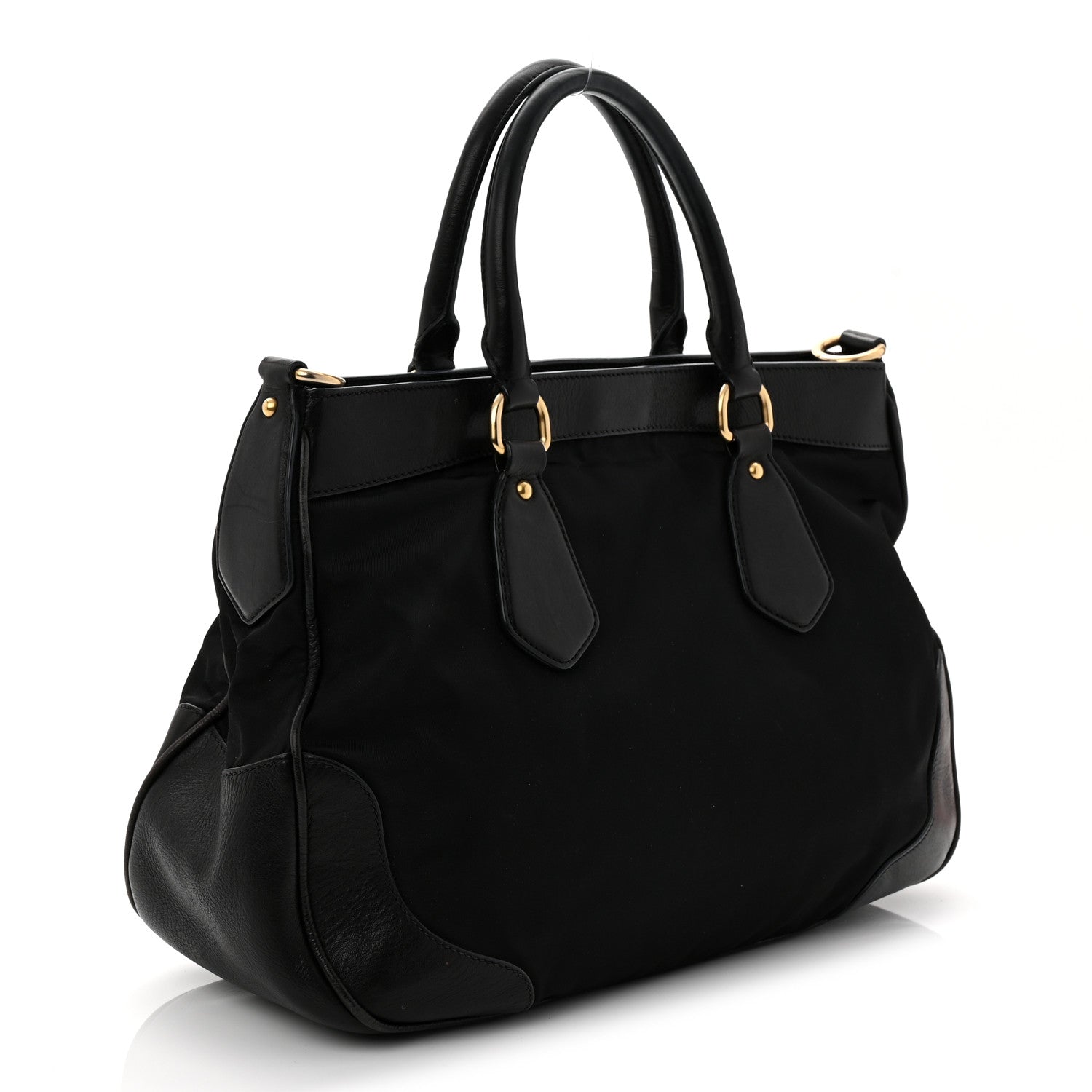 Prada Tessuto Nylon Soft Calf Tote Black 1770968 – FASHIONPHILE
