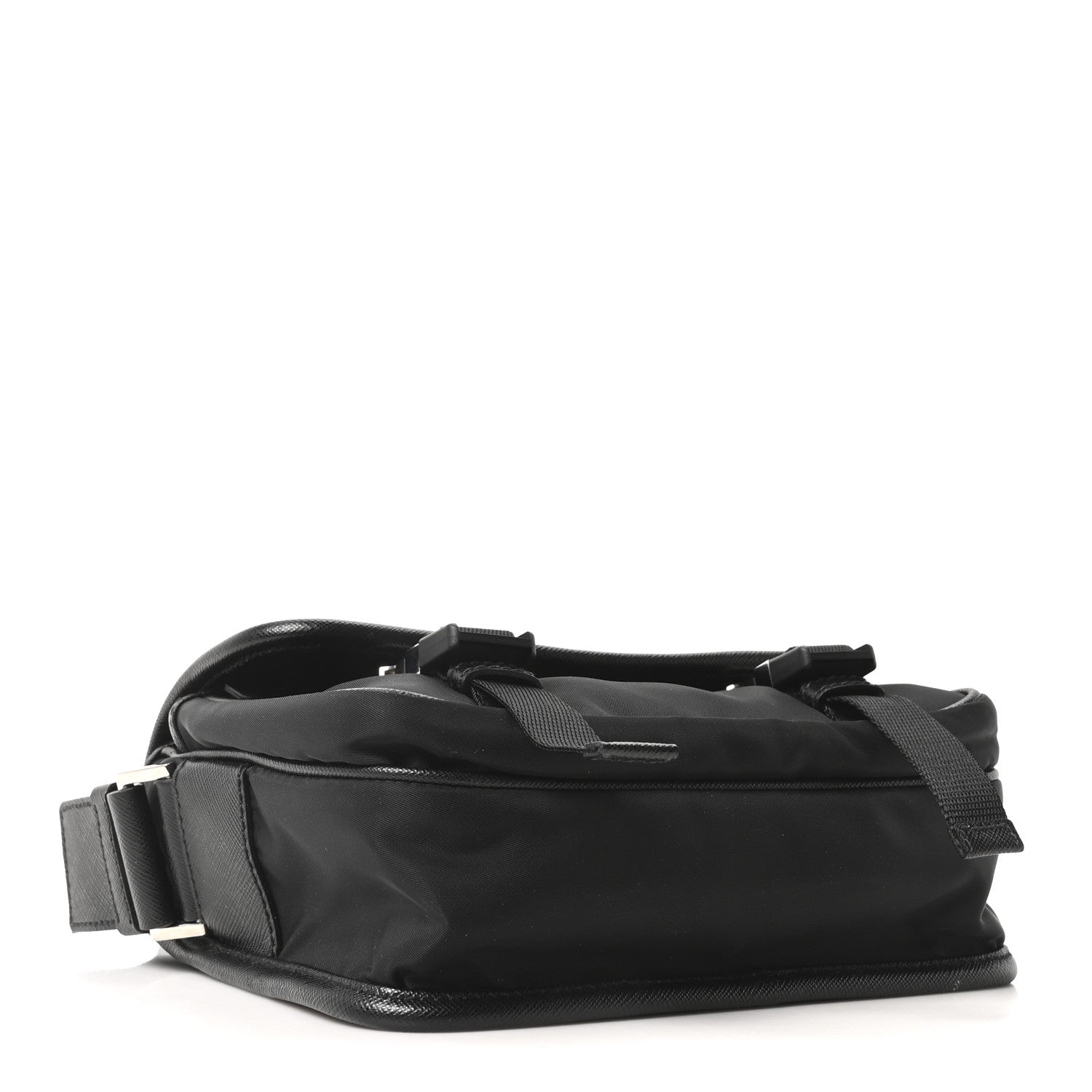 Prada Re-Nylon Saffiano Pocket Double Snap Buckle Messenger Shoulder Bag Black 4 of 10