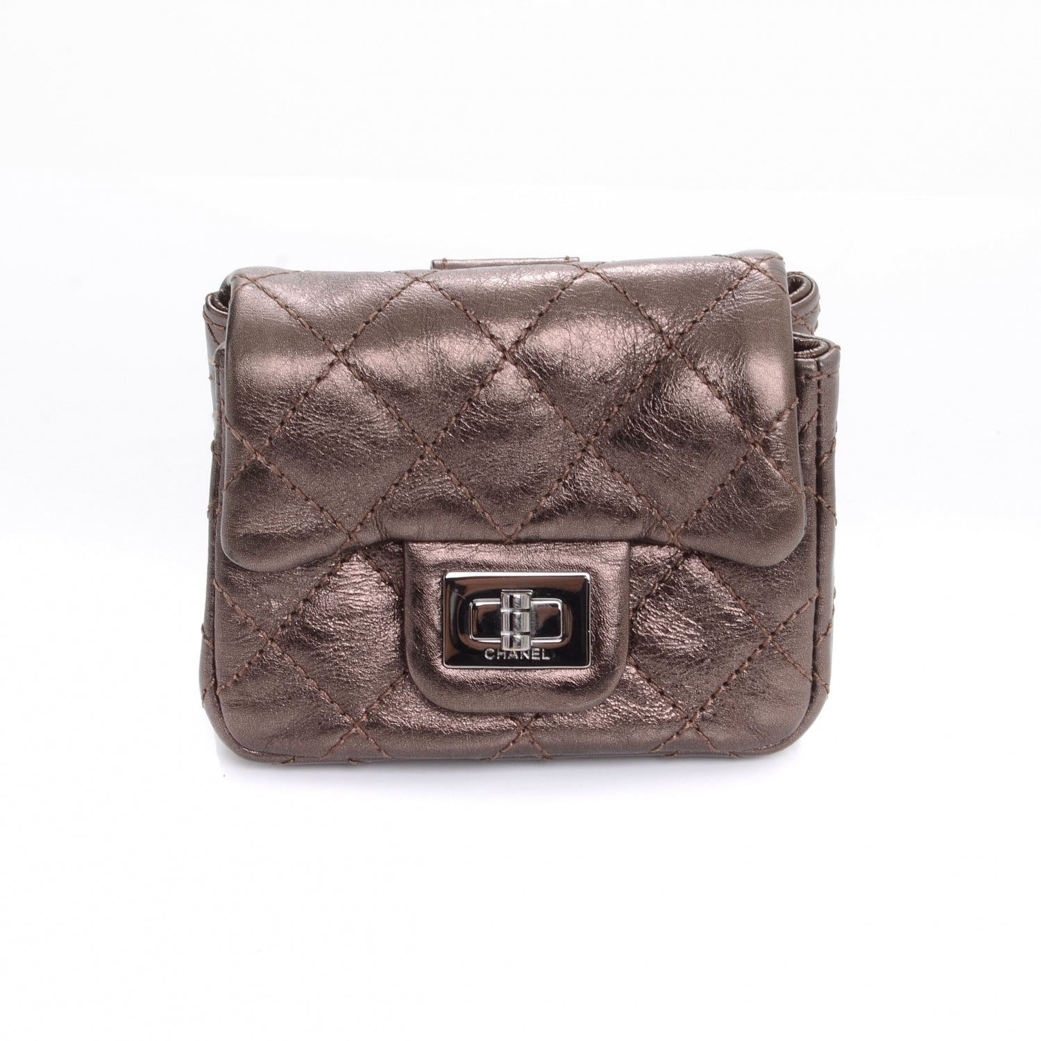 Chanel Calfskin Quilted Mini Reissue Pouch Bag Charm Keychain Bronze 1 of 6