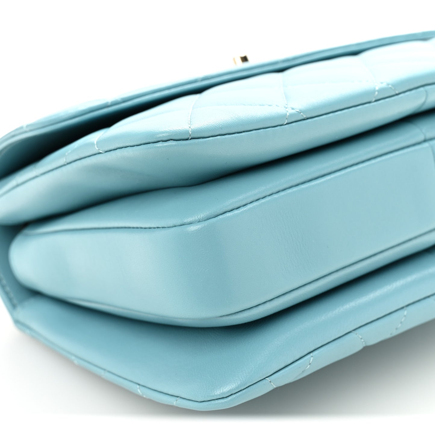 Lambskin Quilted Small Trendy CC Flap Dual Handle Bag Light Blue