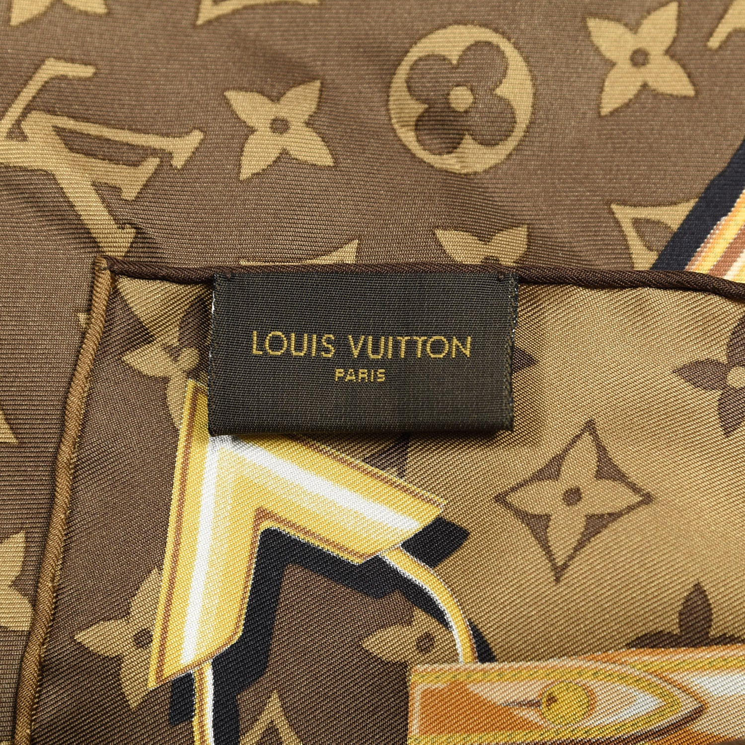 Louis Vuitton Silk Monogram Confidential Square Scarf Brown 3 of 4