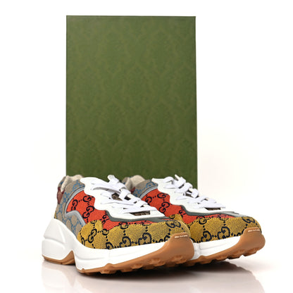 Gucci Monogram Multicolor Demetra Womens Rhyton Sneakers 38 Yellow Blue Great White Tabasco 8 of 8