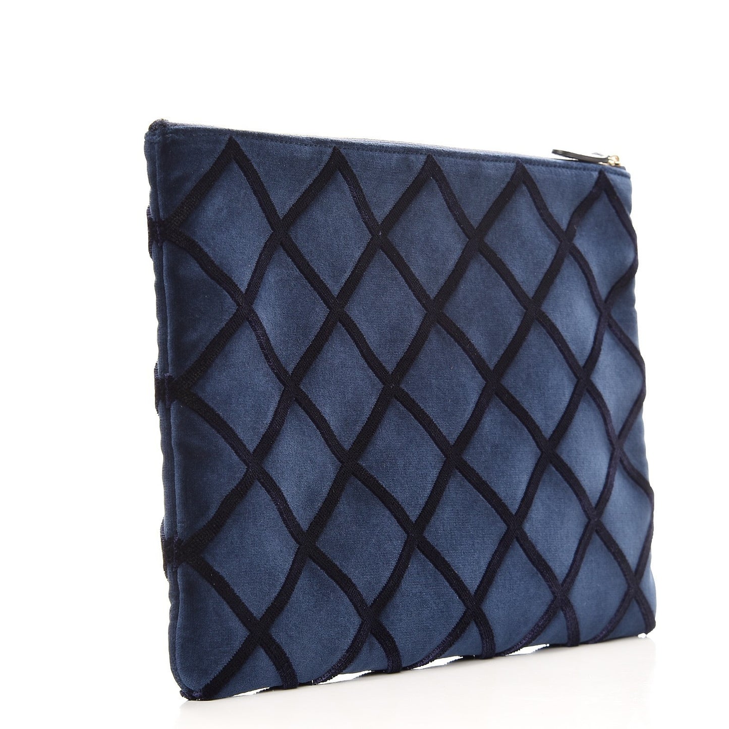Velvet Quilted Large Cosmetic Case Navy