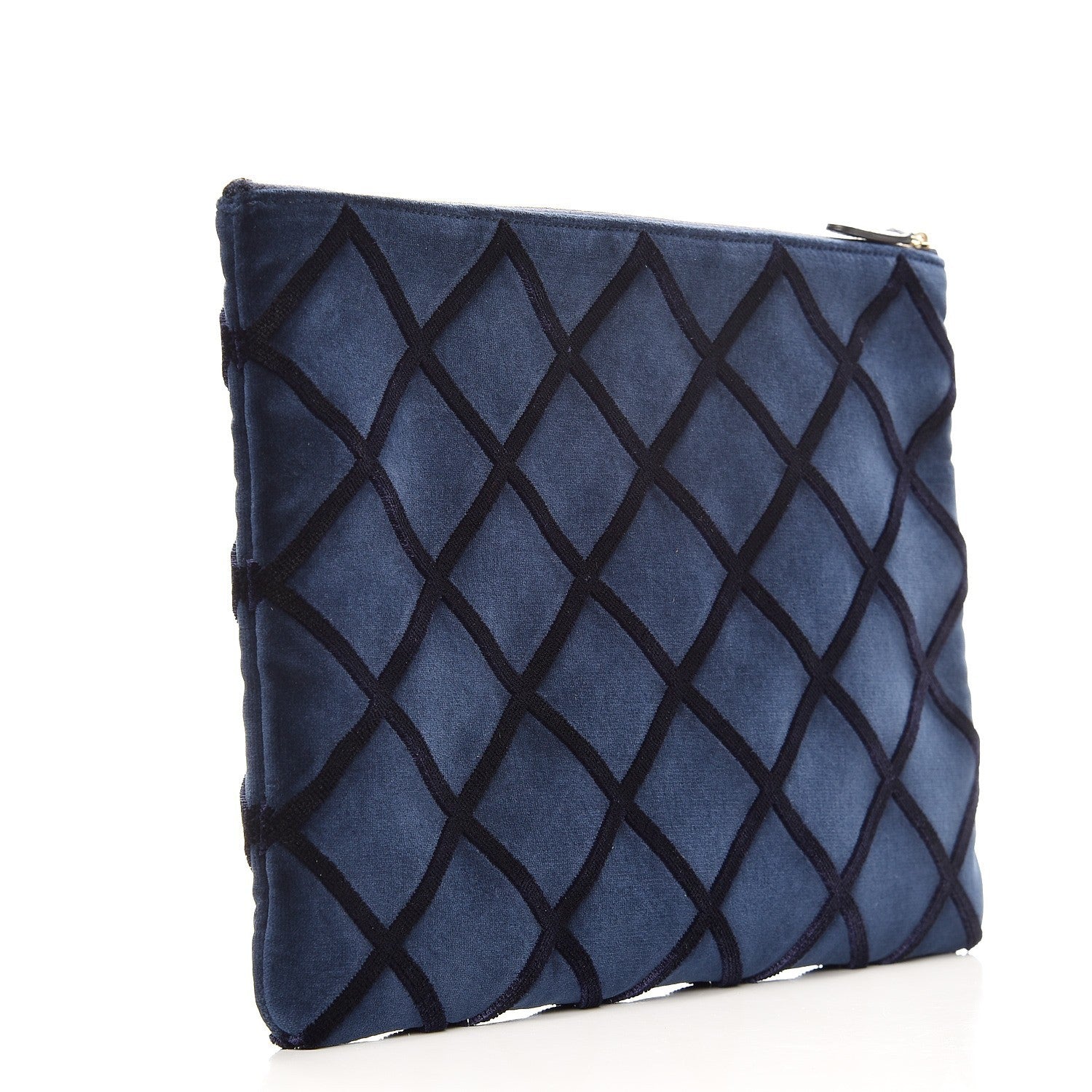 Chanel Velvet Quilted Large Cosmetic Case Navy 3 of 8