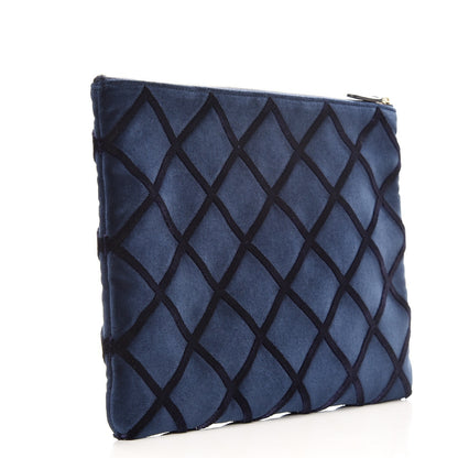 Chanel Velvet Quilted Large Cosmetic Case Navy 3 of 8