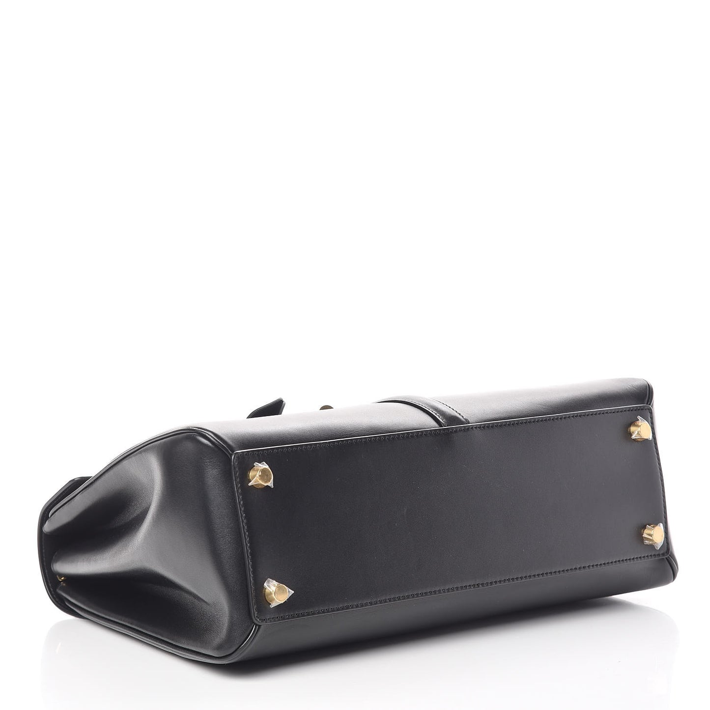 Satinated Calfskin Medium 16 Top Handle Bag Black