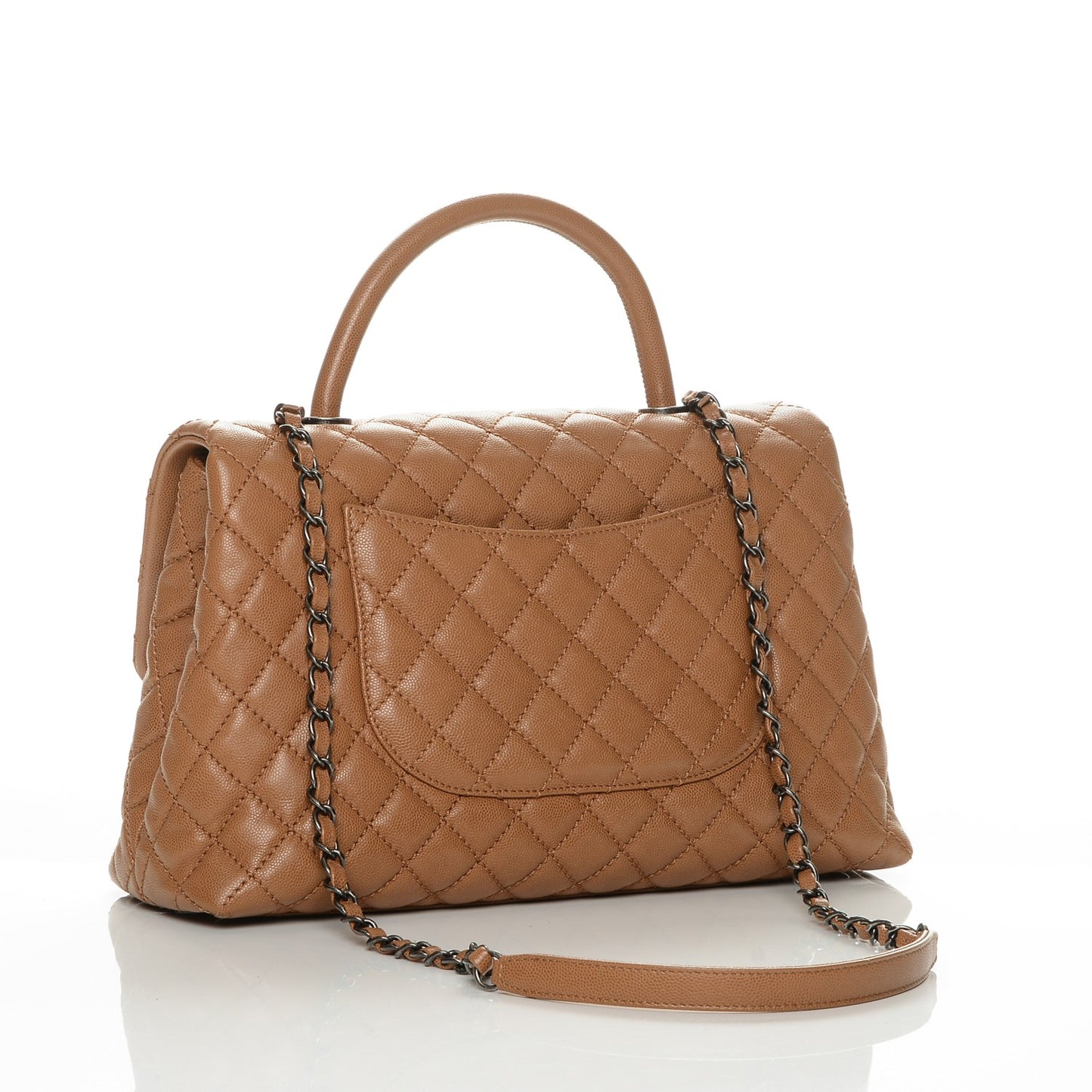 Caviar Quilted Medium Coco Handle Flap Camel