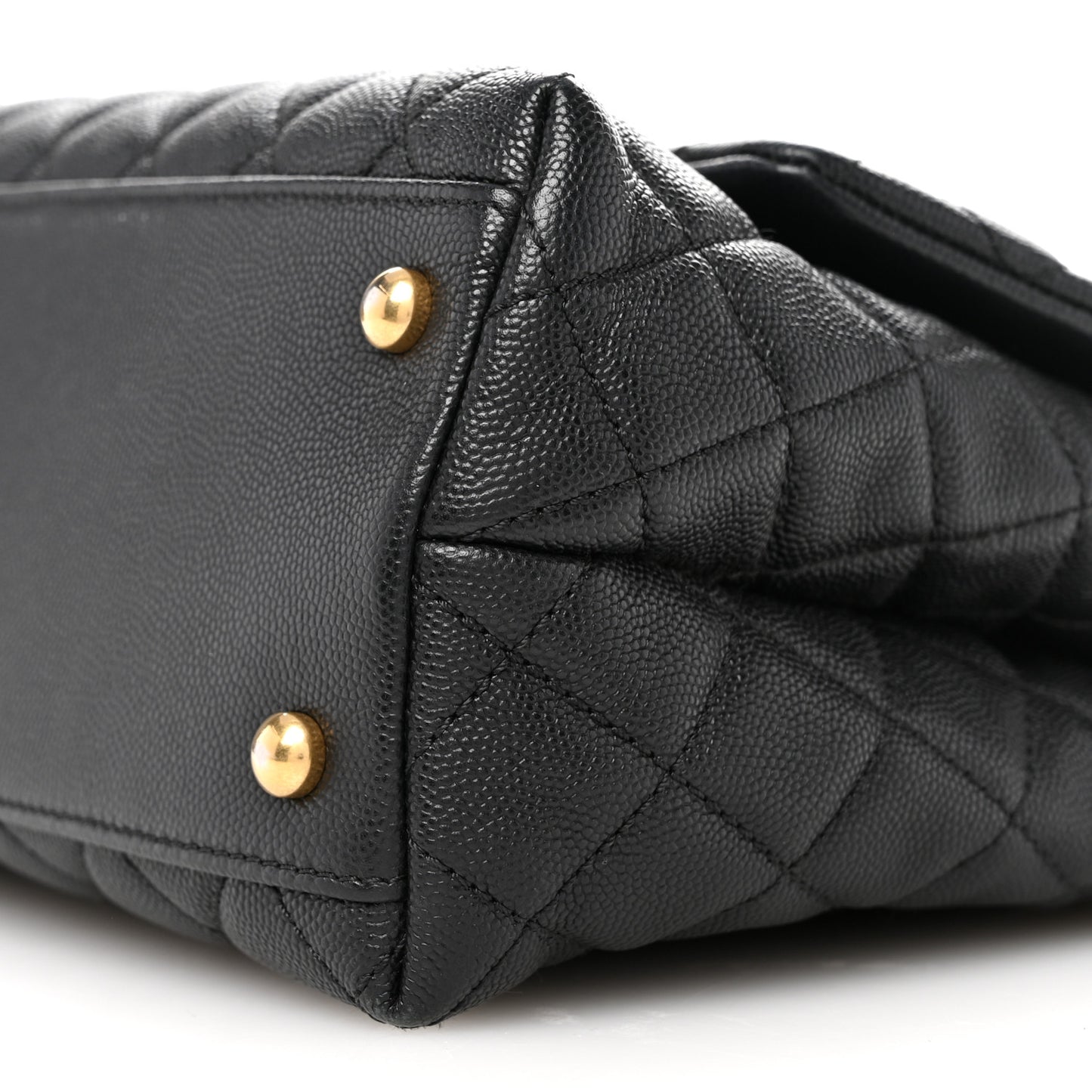 Caviar Quilted Small Coco Handle Flap Black