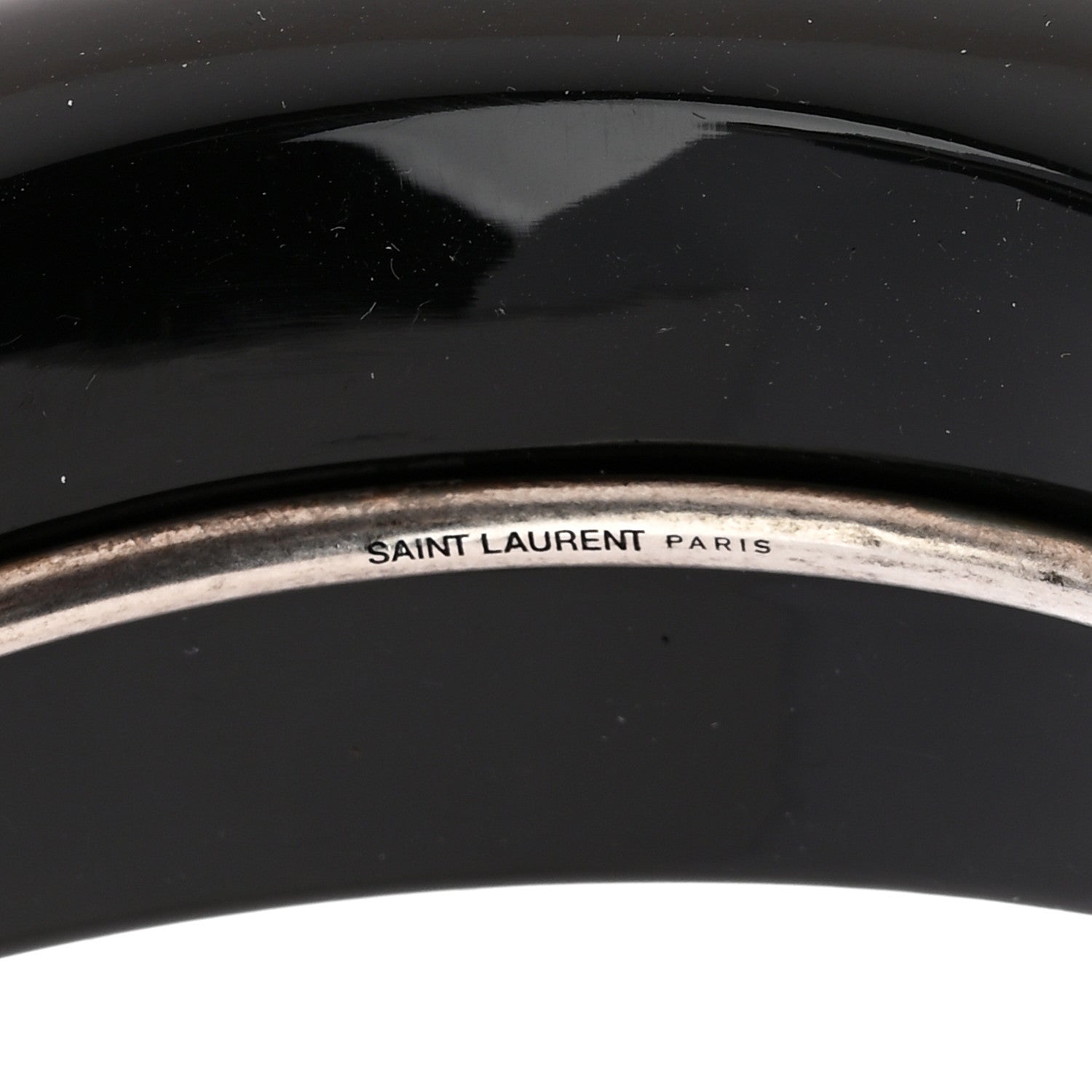 Saint Laurent Brass Dome Bracelet M Black Silver 4 of 4