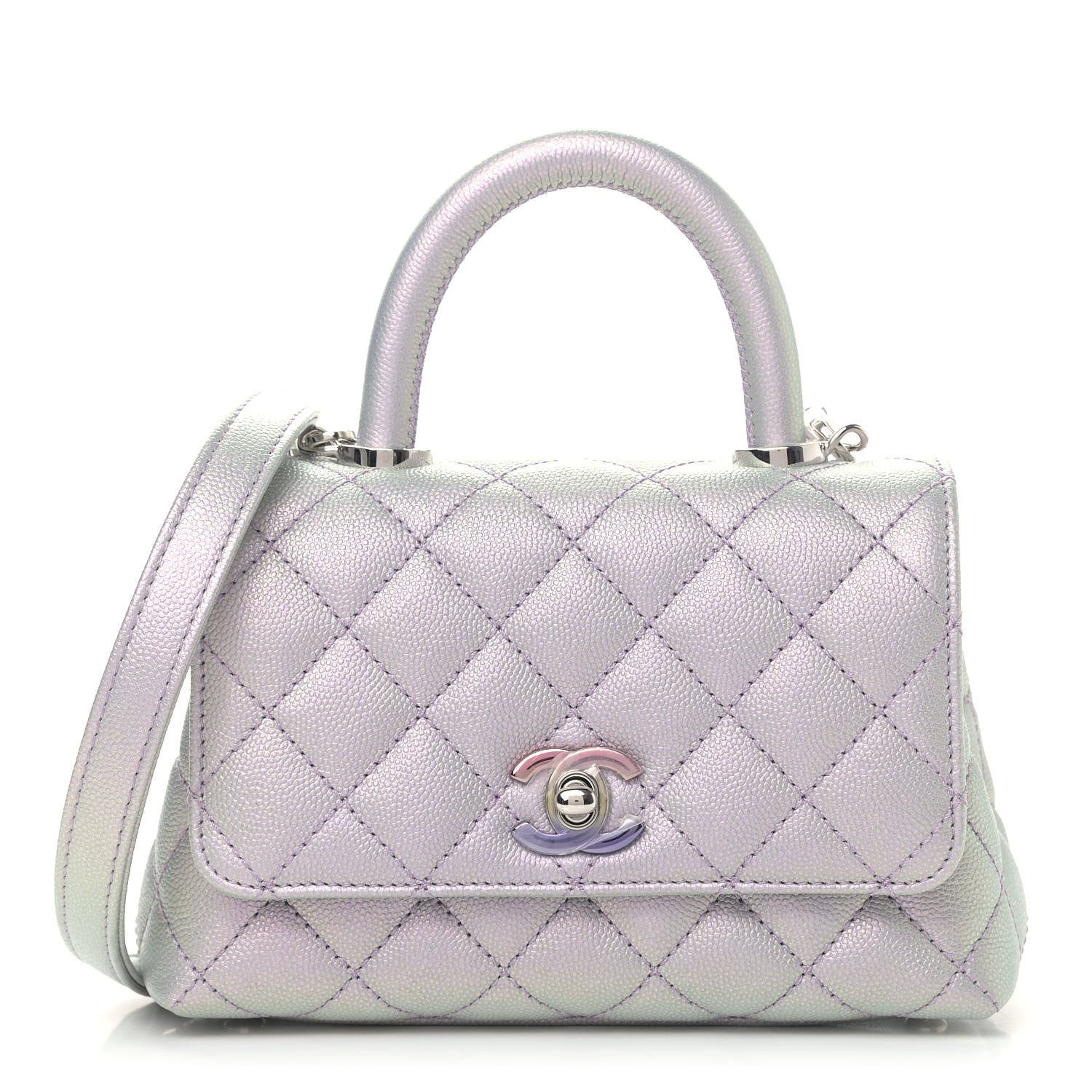 Chanel Iridescent Caviar Quilted Extra Mini Coco Handle Flap Purple 1 of 10