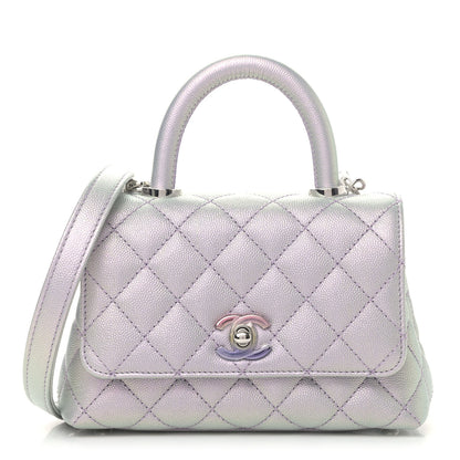 Chanel Iridescent Caviar Quilted Extra Mini Coco Handle Flap Purple 1 of 10