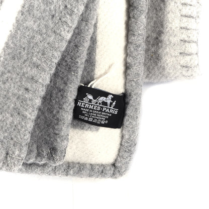 Hermes Wool Cashmere Avalon III Blanket Ecru Gris Clair 3 of 3