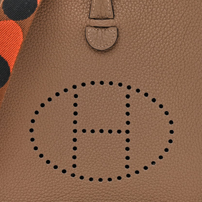 Hermes Taurillon Clemence Flipperball Sangle Evelyne TPM Beige De Weimar Noisette Cuivre Gold 8 of 11