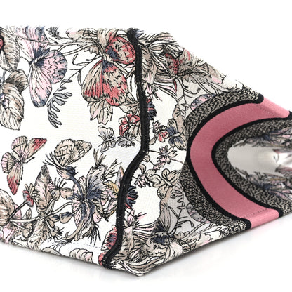 Christian Dior Canvas Embroidered Medium Butterfly Around The World Book Tote White Pastel Pink 9 of 9