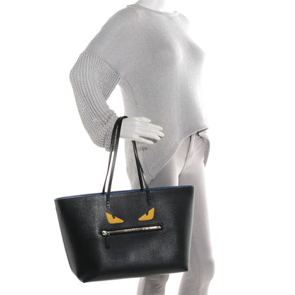 Fendi Vitello Elite Cuoio Monster Buggies Medium Roll Tote Black Multicolor Blue Cobalto 2 of 9