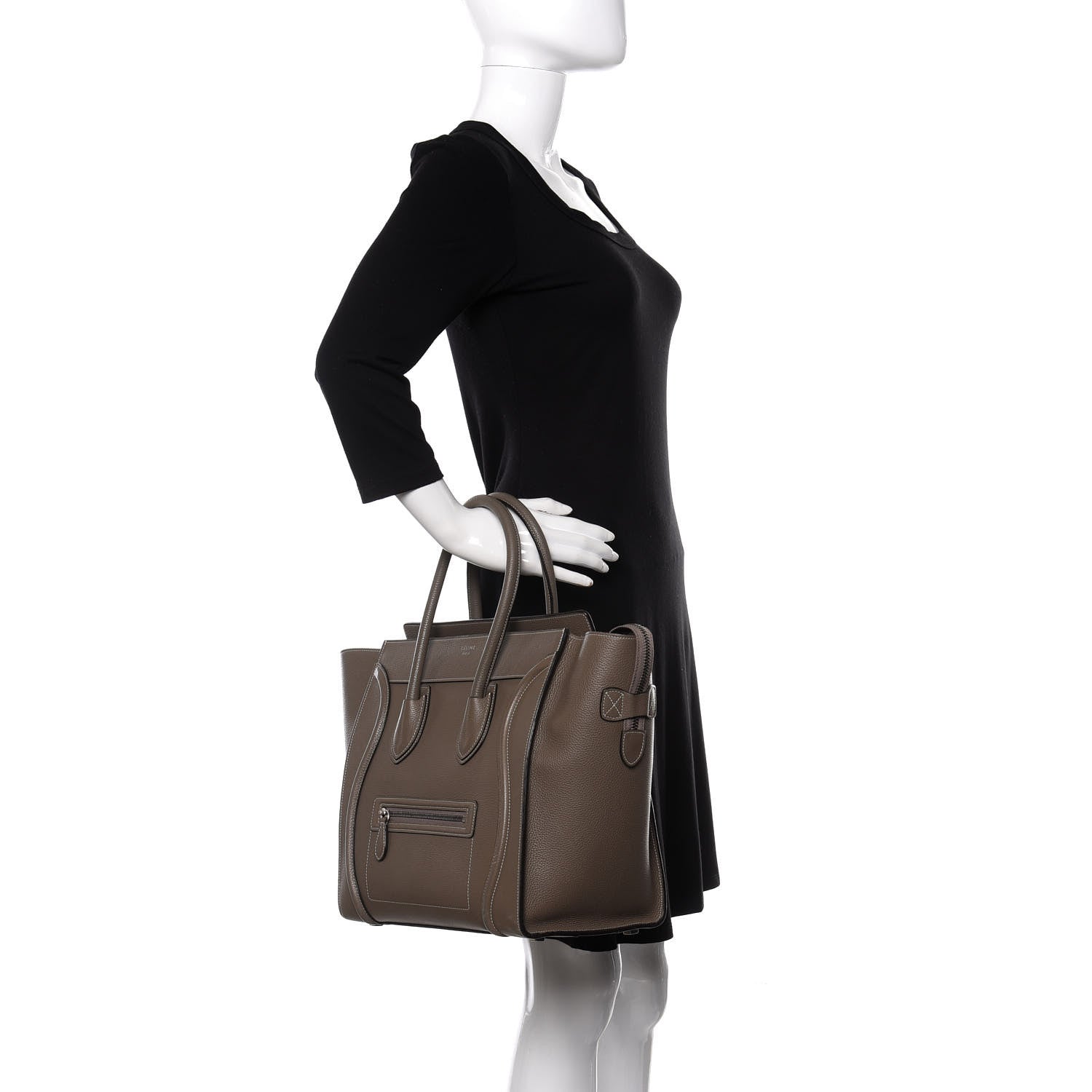 Celine Drummed Calfskin Mini Luggage Souris 2 of 10