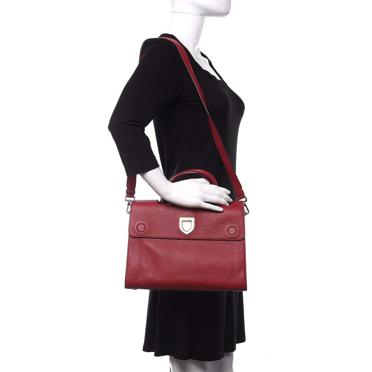 Christian Dior Bullcalf Medium Diorever Flap Red 2 of 10