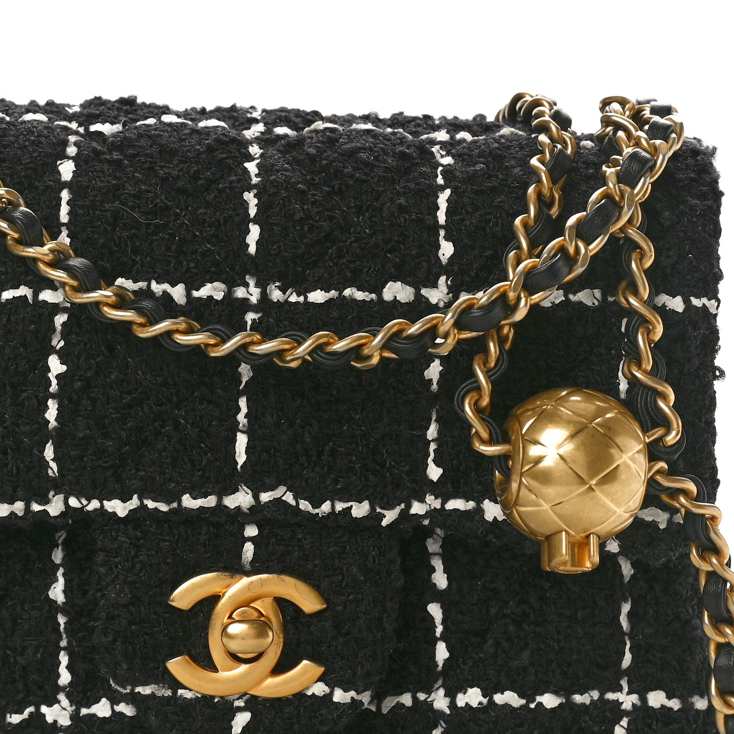Chanel Tweed Quilted Mini Pearl Crush Flap Black White 8 of 10
