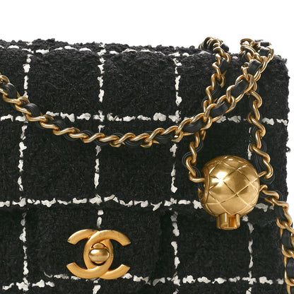 Chanel Tweed Quilted Mini Pearl Crush Flap Black White 8 of 10