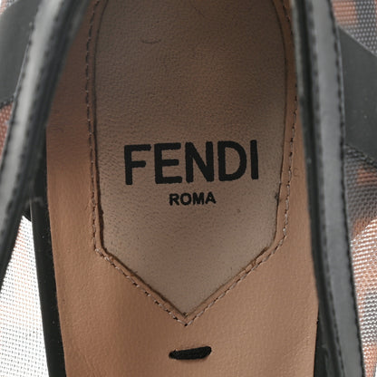 Fendi Technical Mesh Vitello Gommato FF Colibri 85mm Pumps 37.5 Tobacco Moro Black 7 of 7