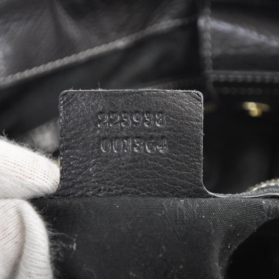 Leather Crest Boule Bag Black