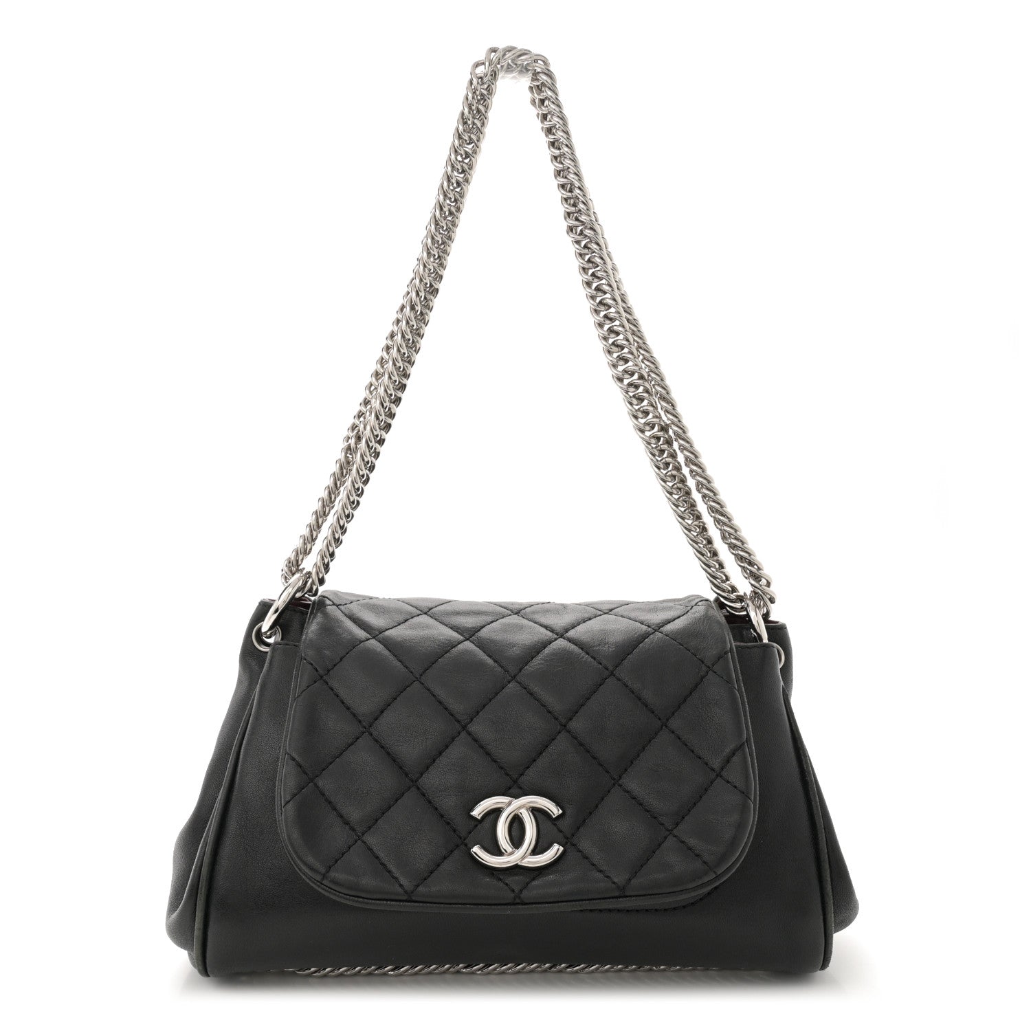 Chanel Washed Lambskin Quilted Bijoux Chain Accordion Flap Black 1 of 12