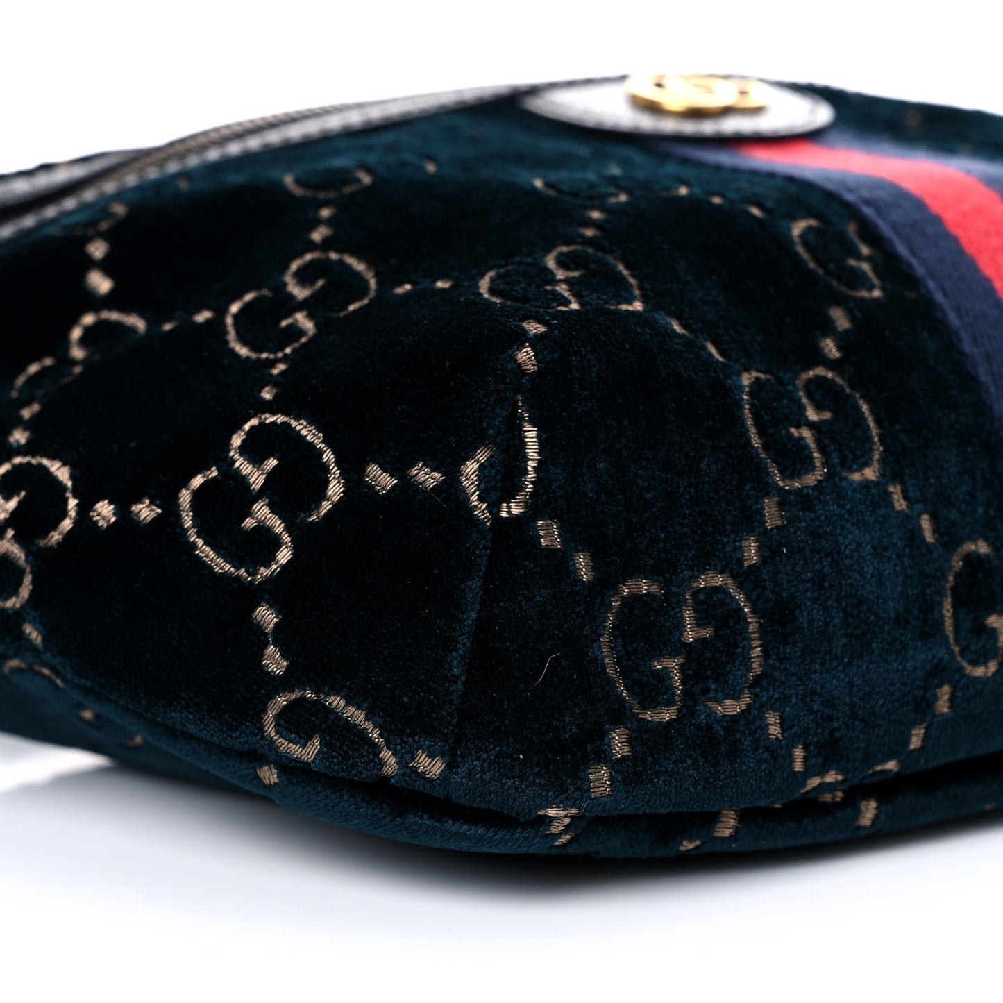 Velvet GG Monogram Web Belt Bag Blue Beige