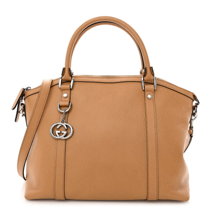 Gucci Pebbled Calfskin Medium GG Convertible Dome Satchel Beige 1 of 13