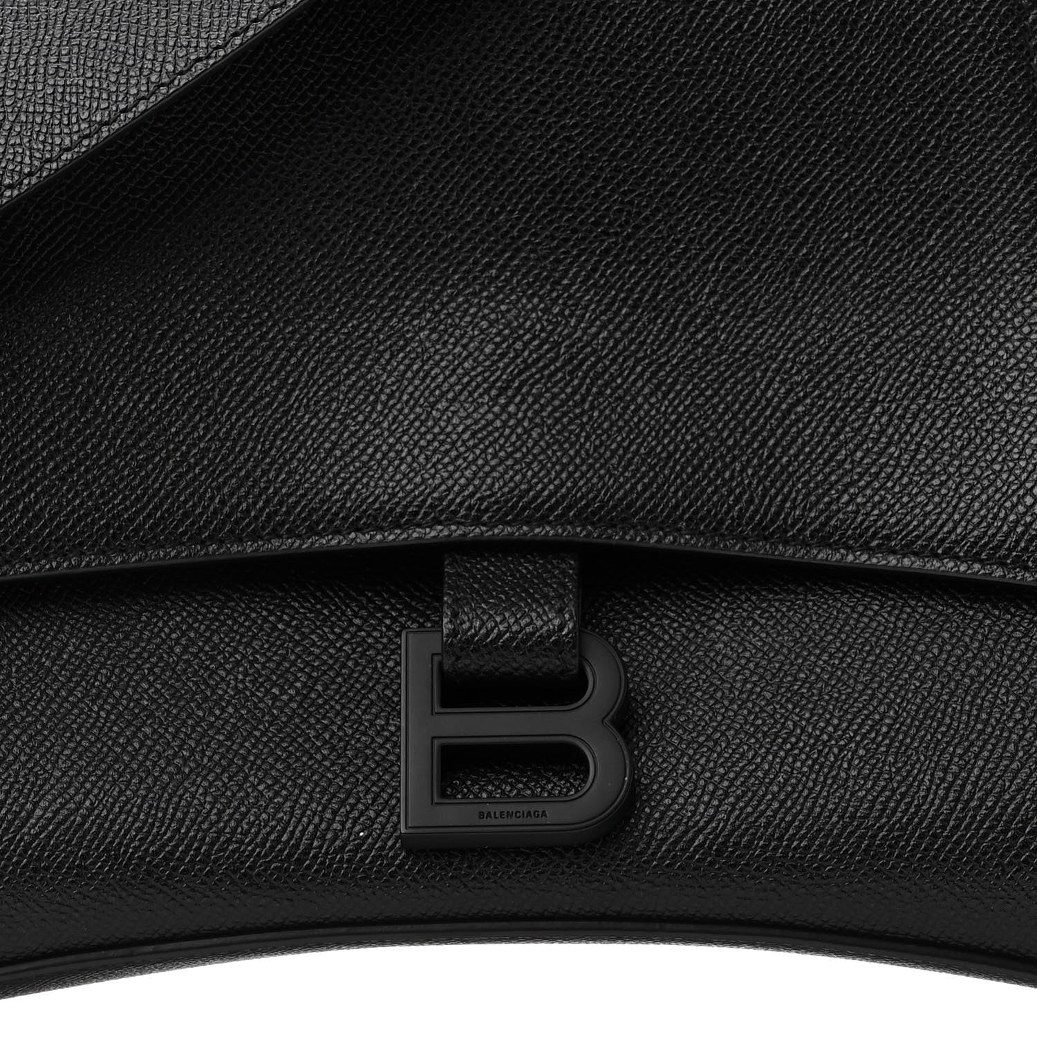 Balenciaga Grained Calfskin Monochrome M Downtown Shoulder Bag Black 8 of 10