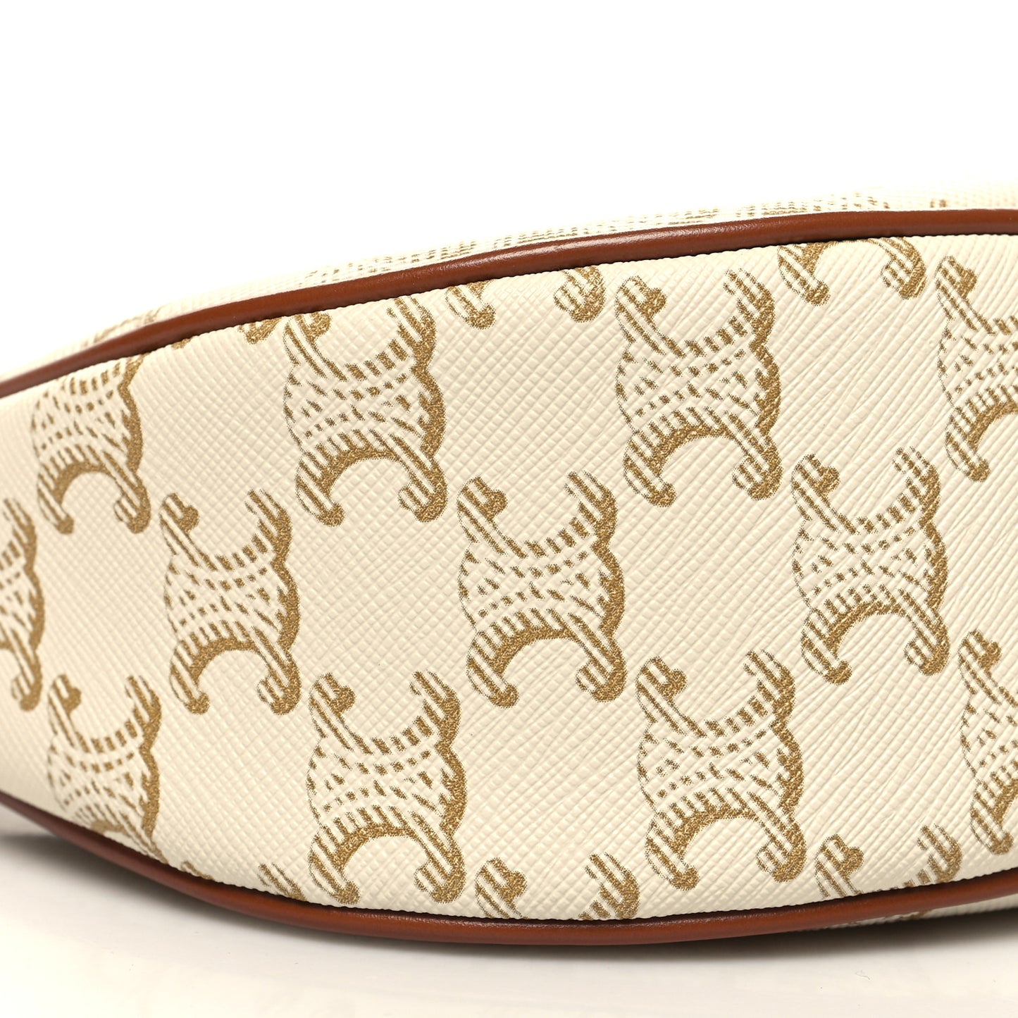 Canvas Calfskin Ava Triomphe Shoulder Bag White