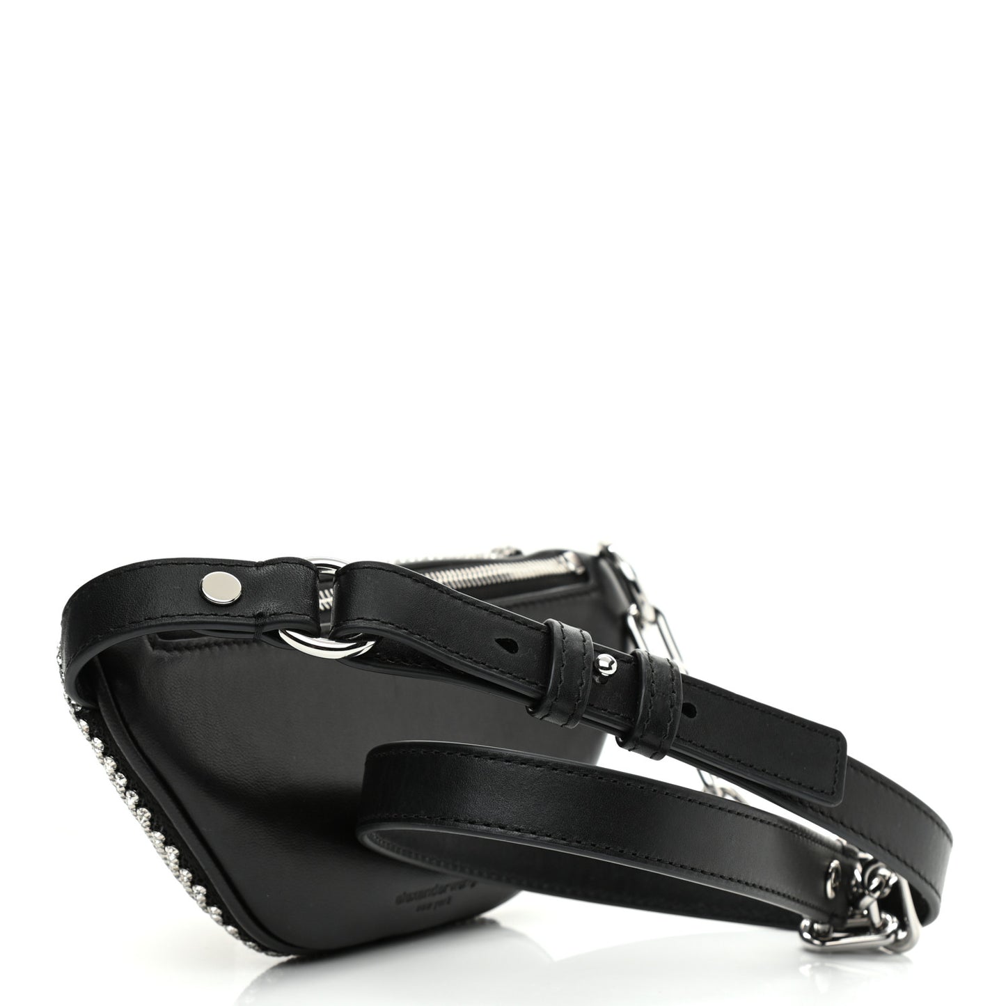 Rhinestone Mesh Mini Attica Belt Bag Black