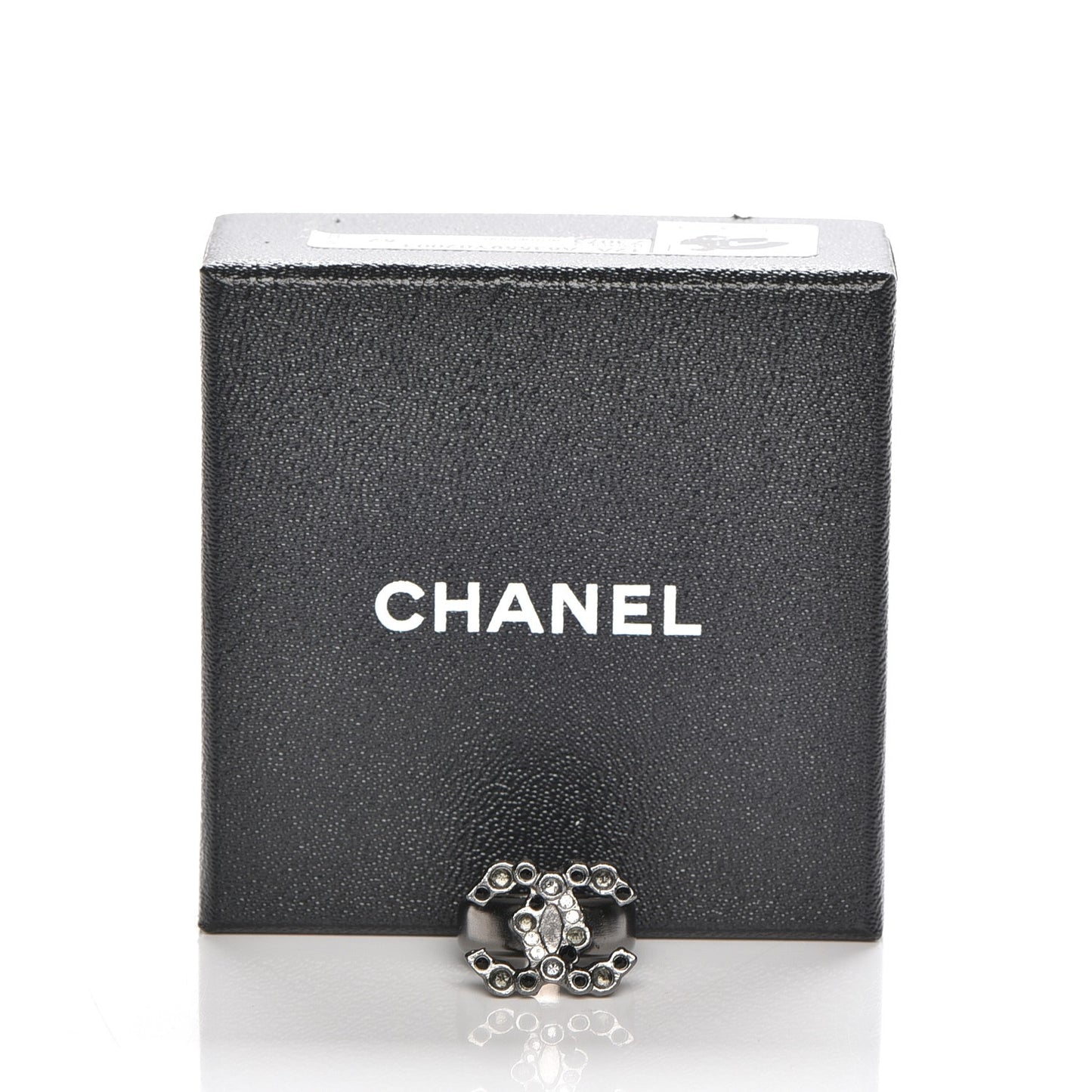 Ruthenium Crystal CC Logo Ring 6.5