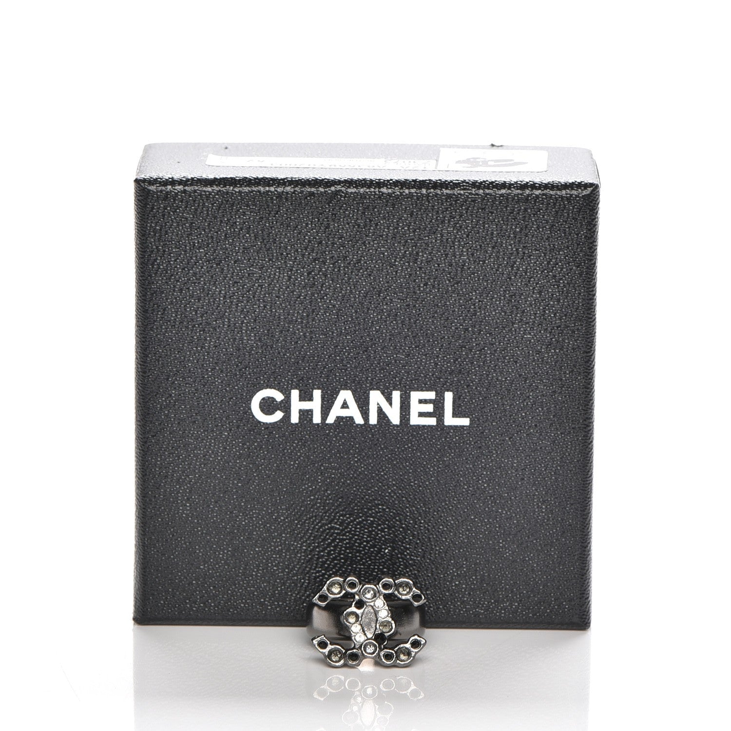 Chanel Ruthenium Crystal CC Logo Ring 6.5 5 of 5