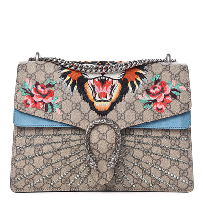 Gucci GG Supreme Monogram Angry Cat Embroidered Medium Dionysus Shoulder Bag Beige Ultramarine 1 of 9