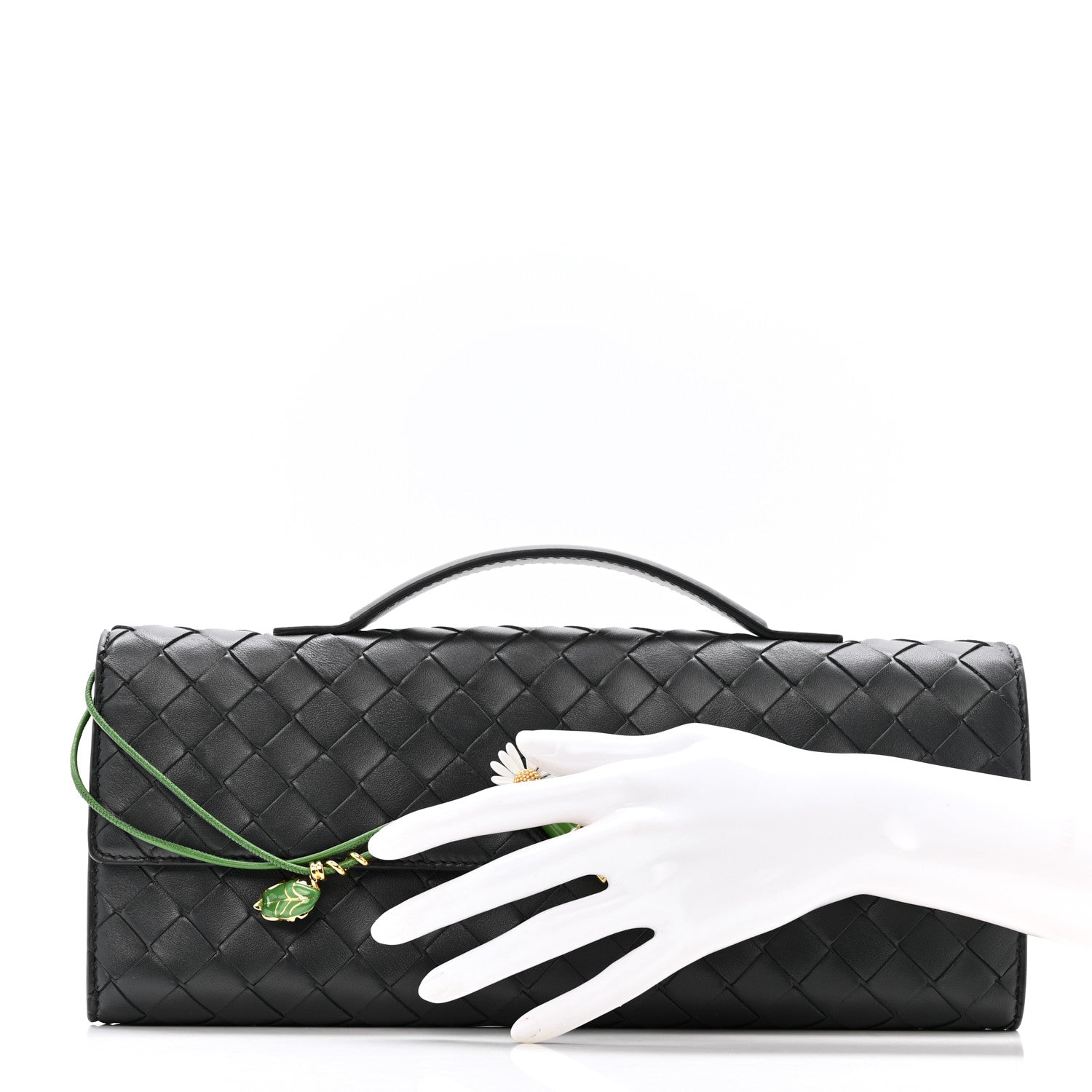 Bottega Veneta Nappa Intrecciato Enamel Long Andiamo Top Handle Daisy Clutch Ardoise 2 of 9