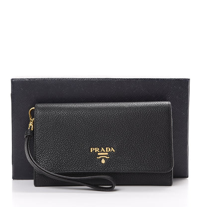 Prada Vitello Grain Wristlet Wallet Black 7 of 7