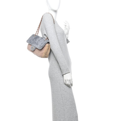Chanel Shearling Sheepskin Single Flap Gray Pink Beige 2 of 13