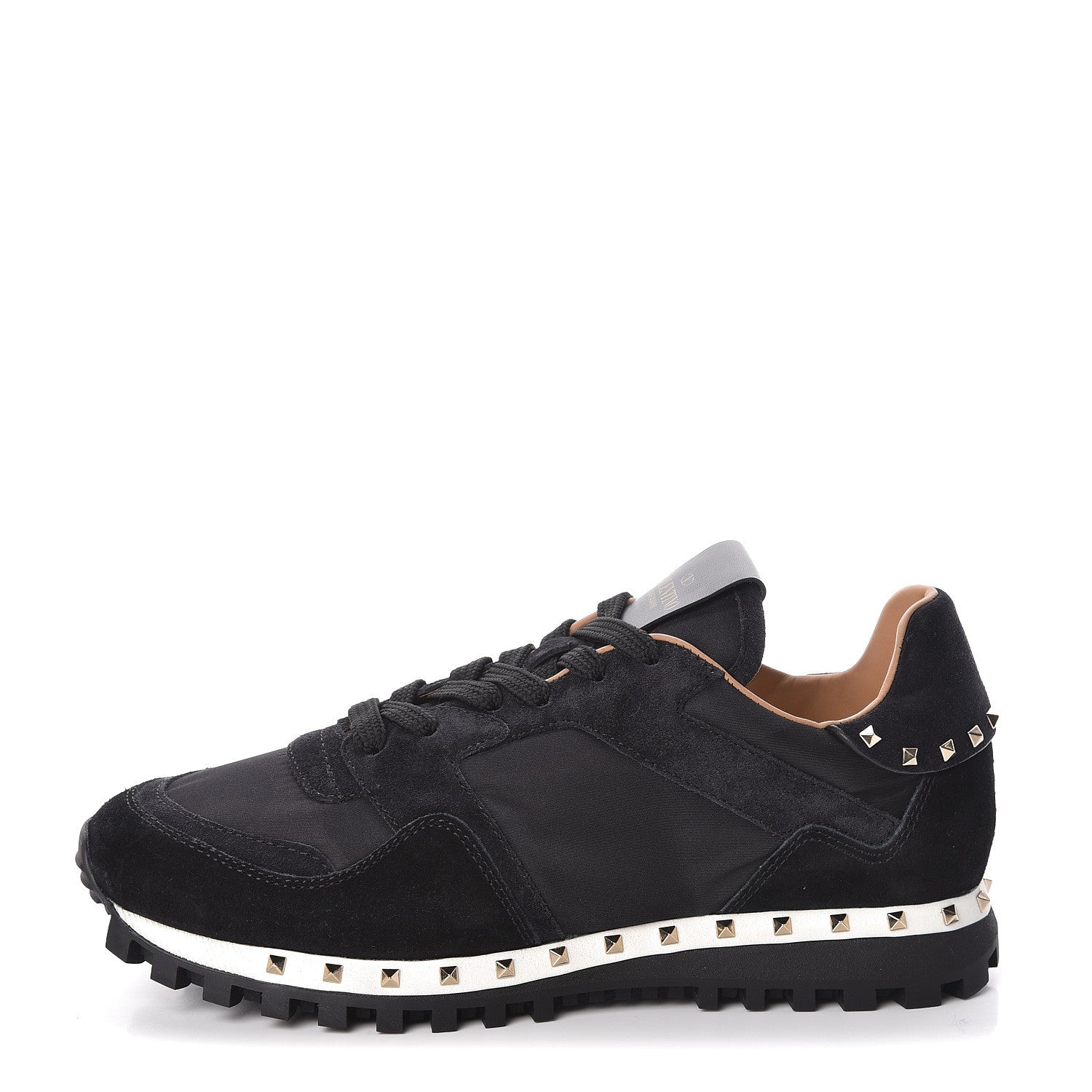Valentino Garavani Suede Nylon Camouflage Womens Soul Rockstud Sneakers 38 Black 1 of 8