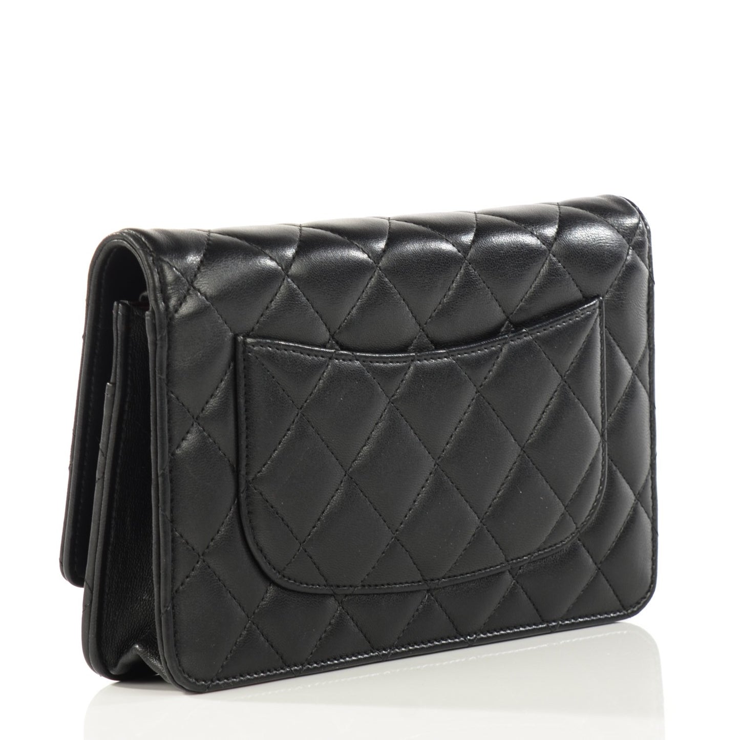 Lambskin Quilted Wallet On Chain WOC Black