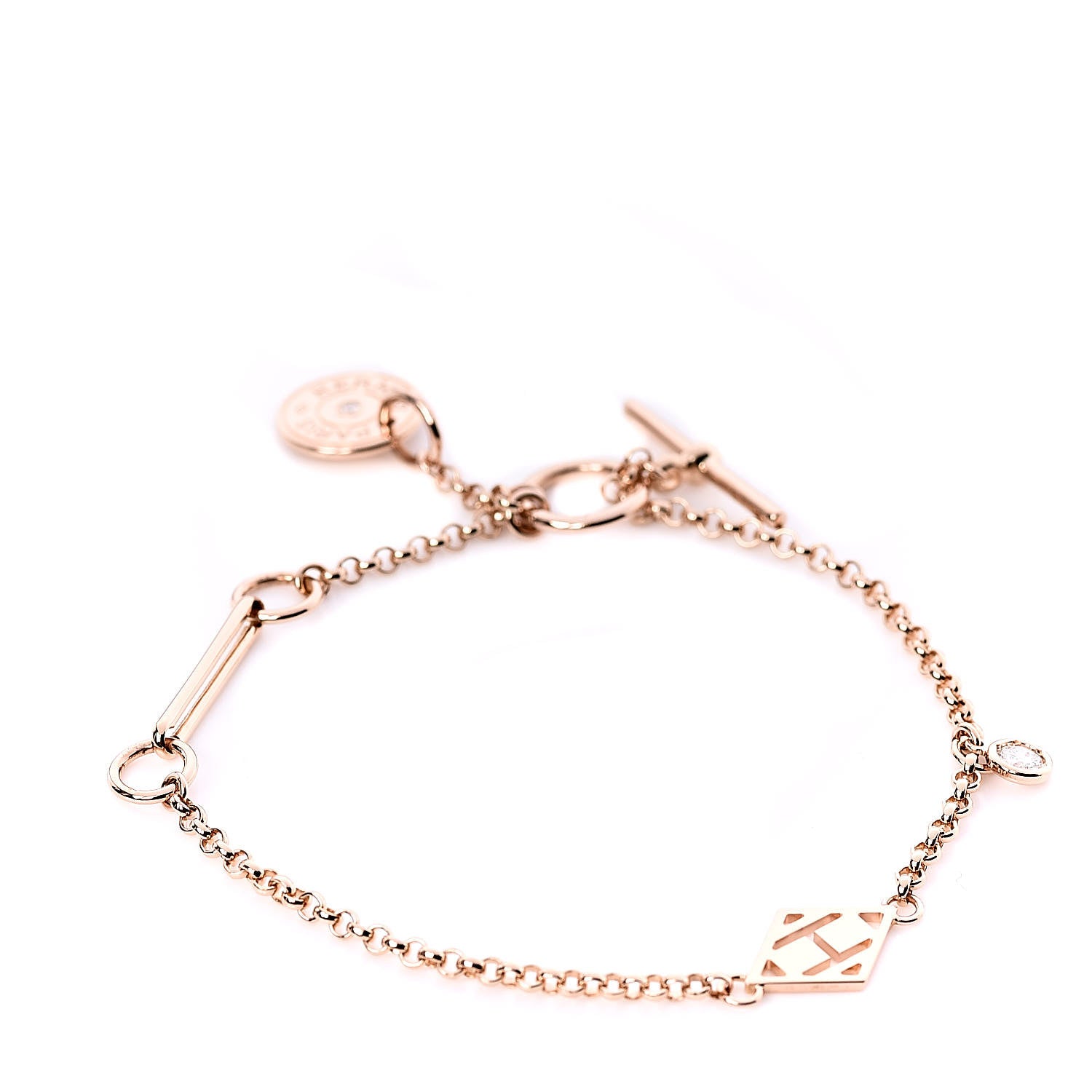 Hermes 18K Rose Gold Diamond Gambade Bracelet ST 1 of 5