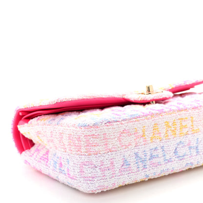 Chanel Tweed Quilted Medium Double Flap Pink Multicolor 9 of 10