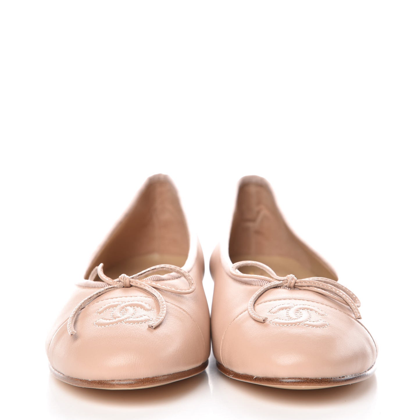 Calfskin Cap Toe CC Ballerina Flats 39 Light Pink