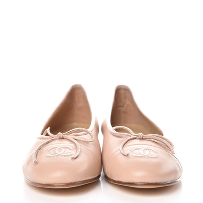 Chanel Calfskin Cap Toe CC Ballerina Flats 39 Light Pink 2 of 9