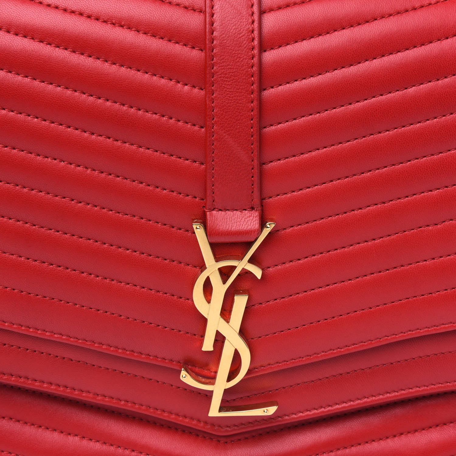 Saint Laurent Lambskin Matelasse Chevron Monogram Medium Sulpice Bag Red 4 of 4