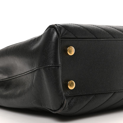 Saint Laurent Grain De Poudre Matelasse Chevron Monogram Shopping Bag Black 7 of 8