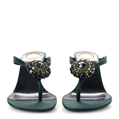 Saint Laurent Satin Crystal Bridget Sandals 39.5 Glass Bottle Green 3 of 11